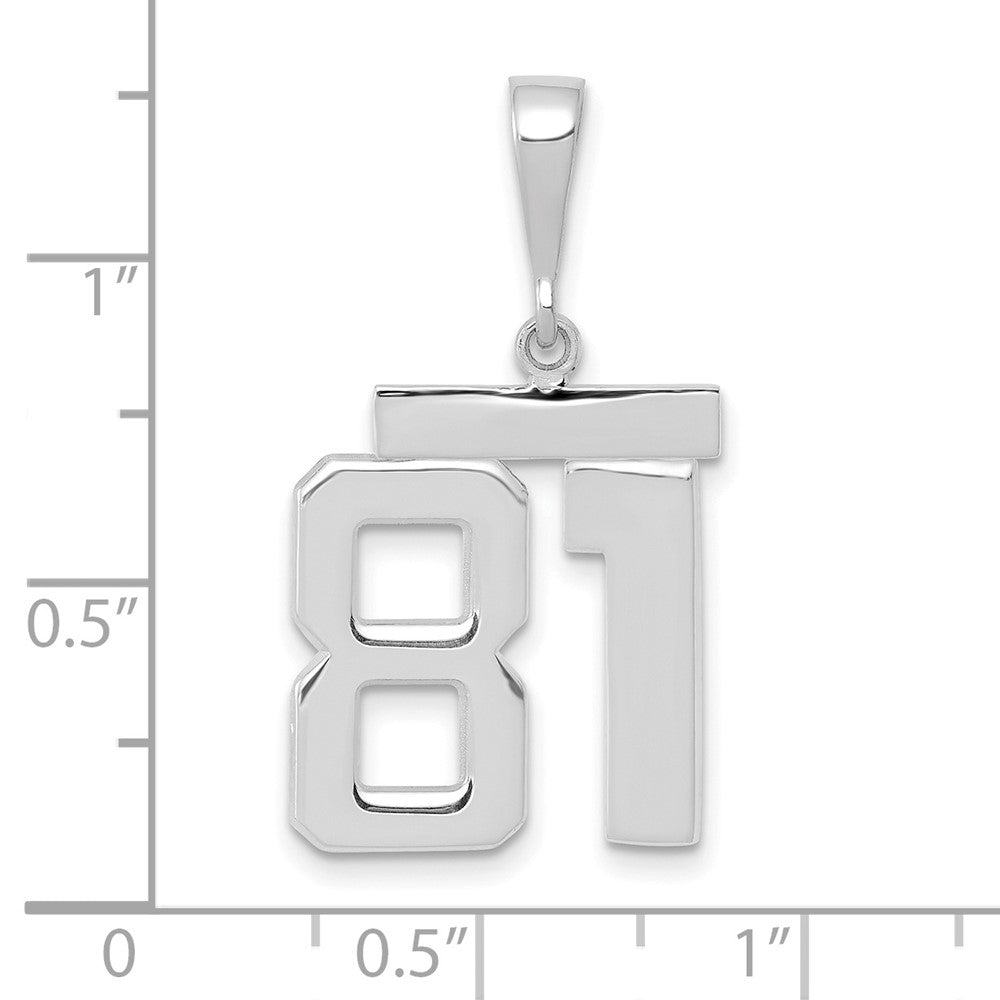 14k White Goldw Medium Polished Number 81 Charm