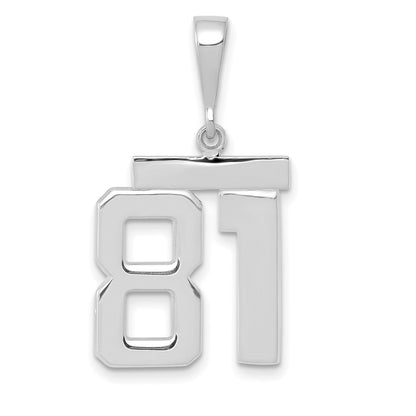 14k White Goldw Medium Polished Number 81 Charm