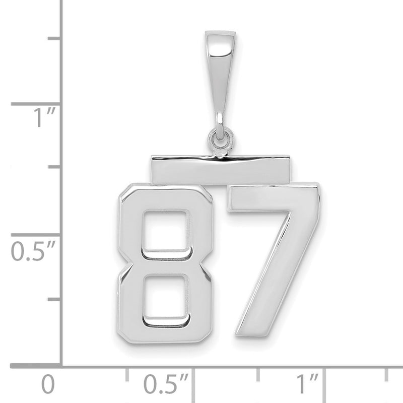 14k White Goldw Medium Polished Number 87 Charm