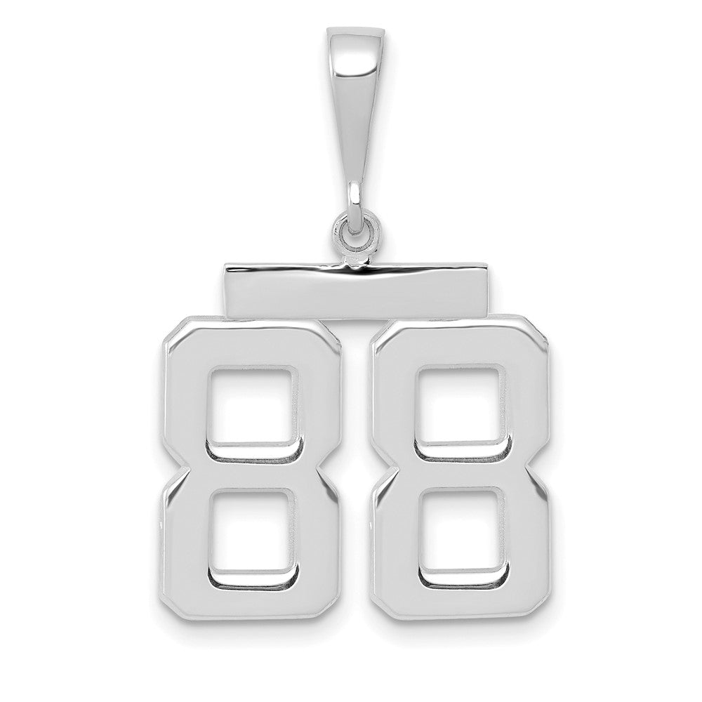 14k White Goldw Medium Polished Number 88 Charm