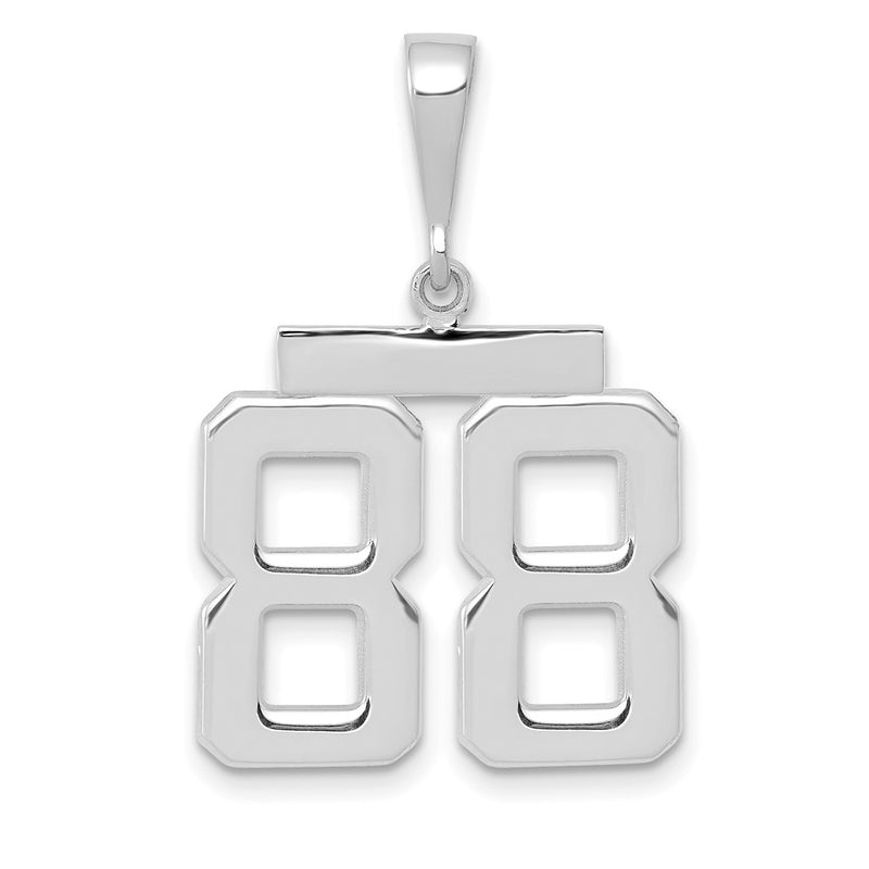14k White Goldw Medium Polished Number 88 Charm