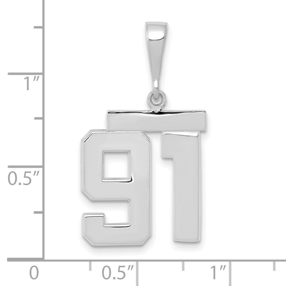 14k White Goldw Medium Polished Number 91 Charm