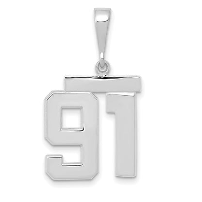 14k White Goldw Medium Polished Number 91 Charm