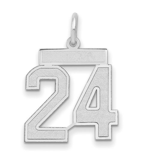 14k White Goldw Medium Satin Number 24 Charm