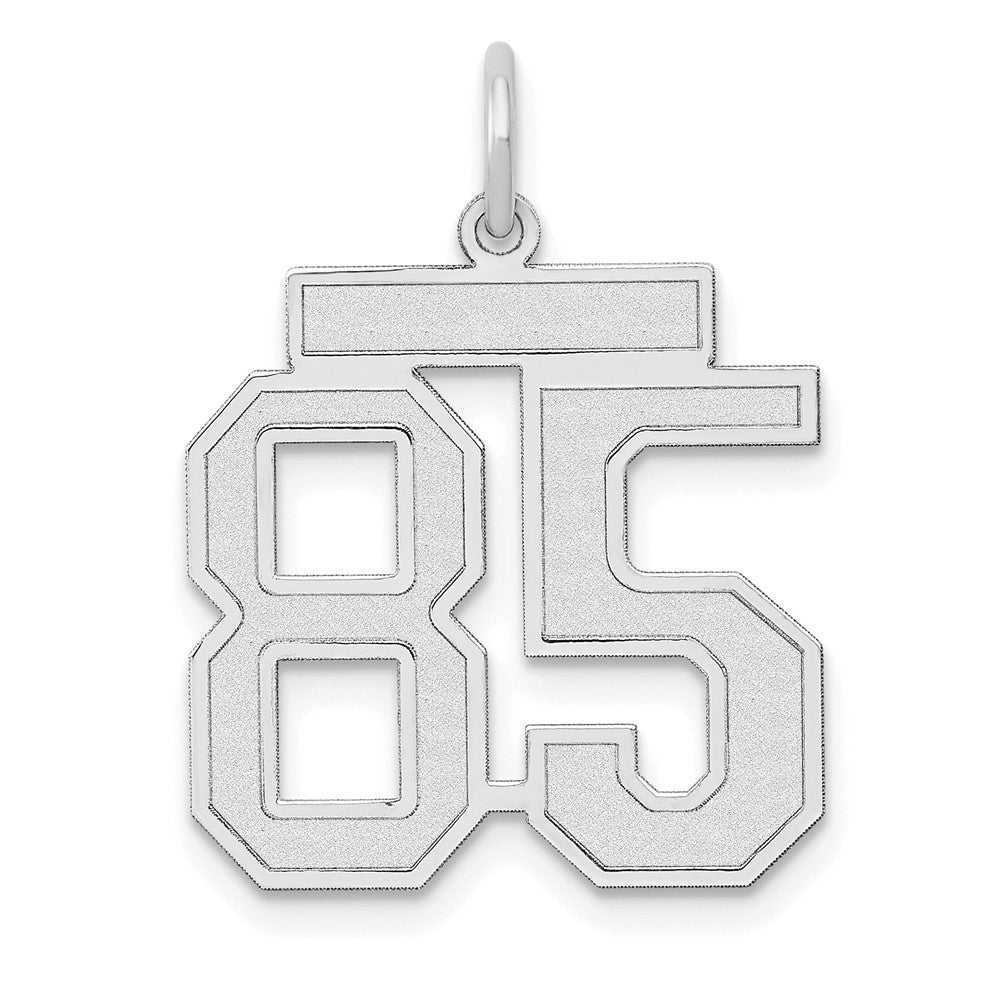 14k White Goldw Medium Satin Number 85 Charm