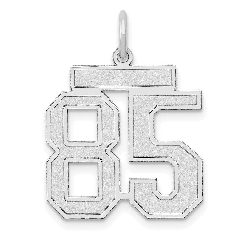 14k White Goldw Medium Satin Number 85 Charm