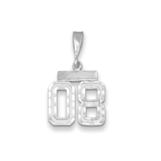 14k White Gold Small Diamond-cut Number 8 Charm