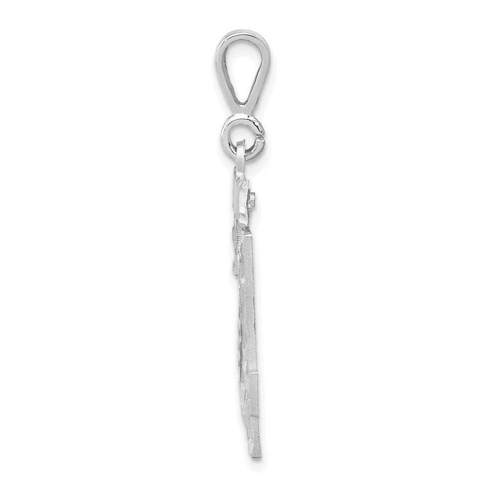 14k White Goldw Small Brushed  Diamond-cut Number 24 Charm