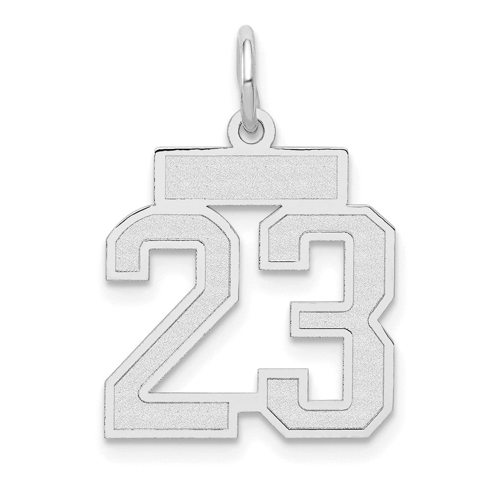 14k White Goldw Small Satin Number 23 Charm