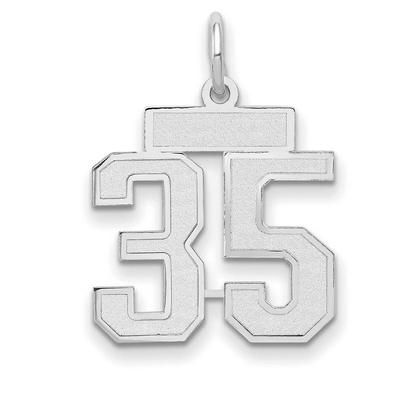 14k White Goldw Small Satin Number 35 Charm