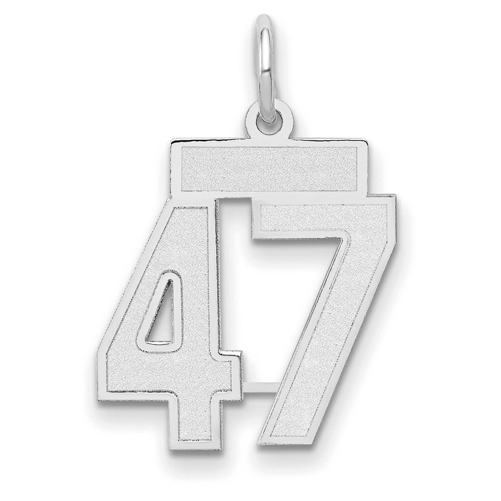 14k White Goldw Small Satin Number 47 Charm