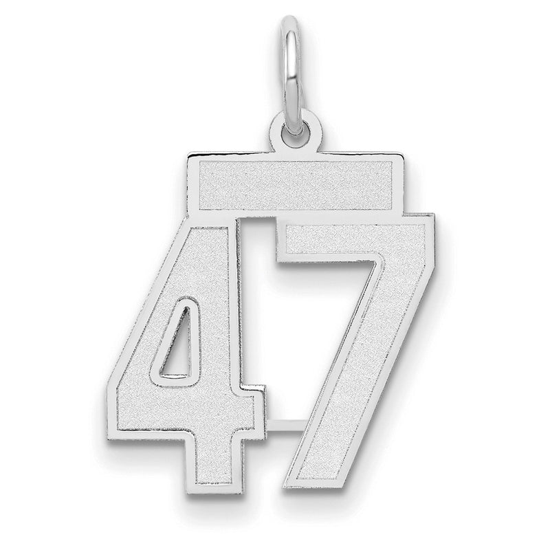 14k White Goldw Small Satin Number 47 Charm