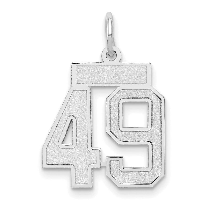 14k White Goldw Small Satin Number 49 Charm