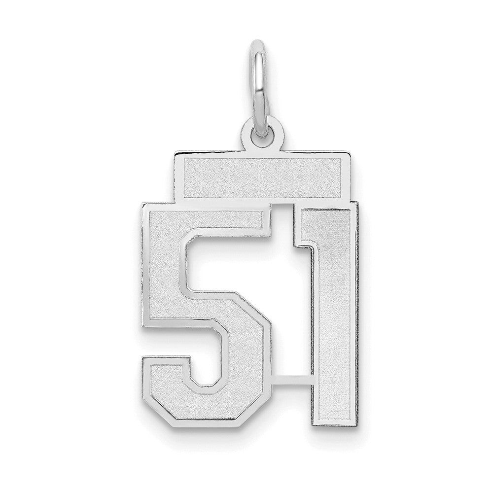 14k White Goldw Small Satin Number 51 Charm