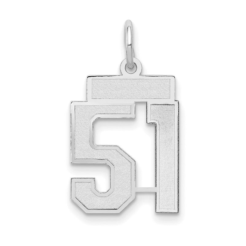 14k White Goldw Small Satin Number 51 Charm