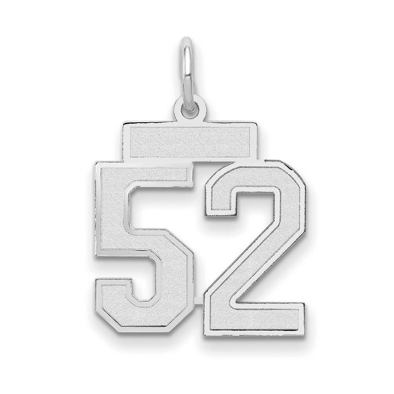 14k White Goldw Small Satin Number 52 Charm