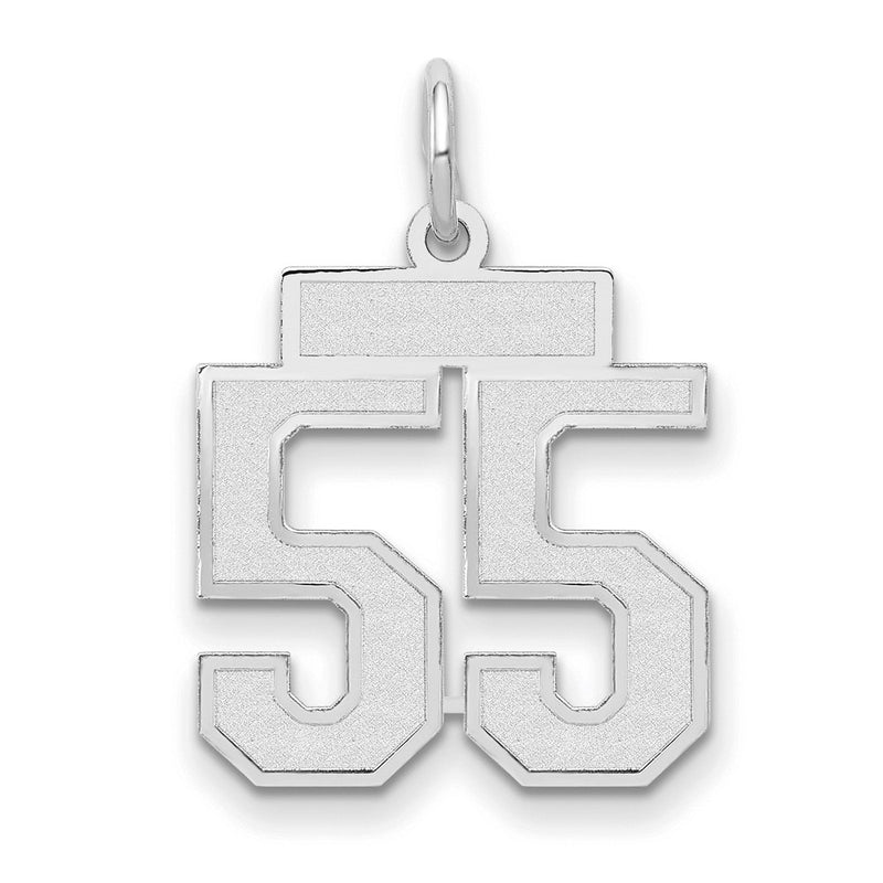 14k White Goldw Small Satin Number 55 Charm