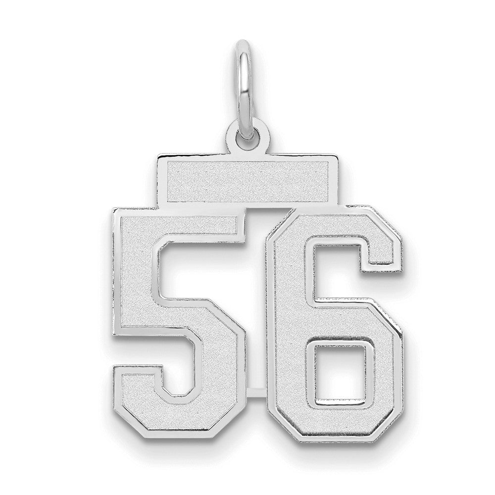 14k White Goldw Small Satin Number 56 Charm