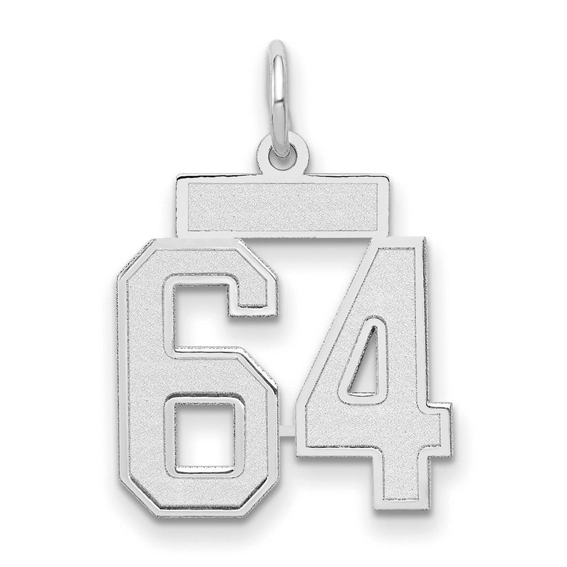 14k White Goldw Small Satin Number 64 Charm