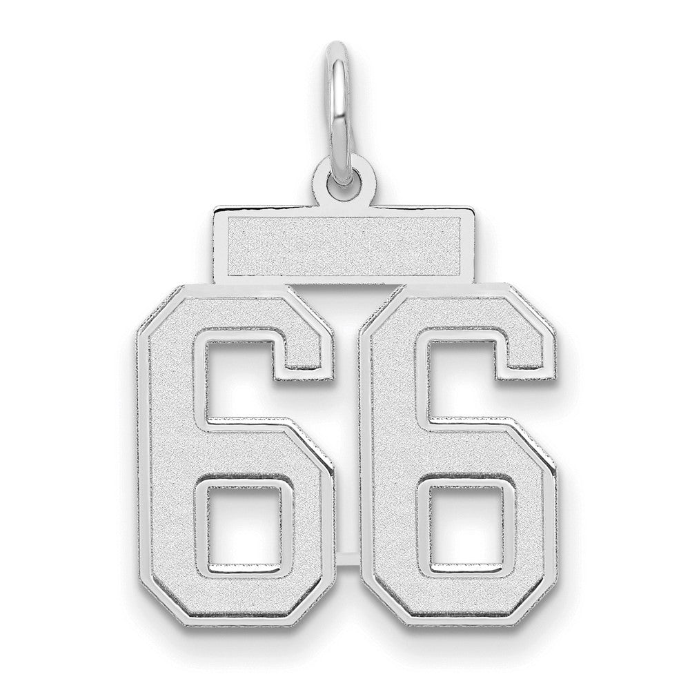 14k White Goldw Small Satin Number 66 Charm