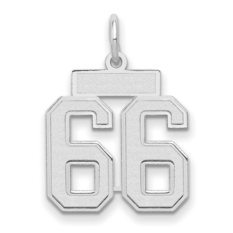 14k White Goldw Small Satin Number 66 Charm