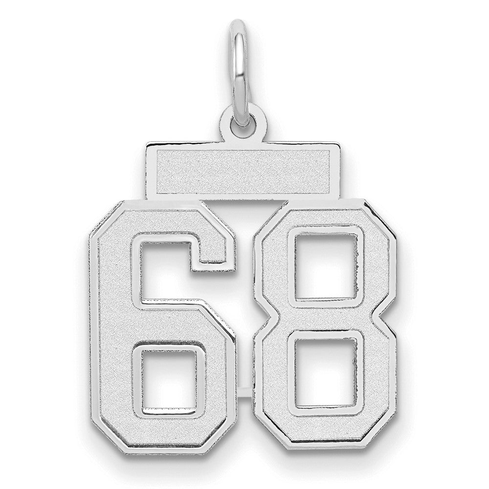 14k White Goldw Small Satin Number 68 Charm