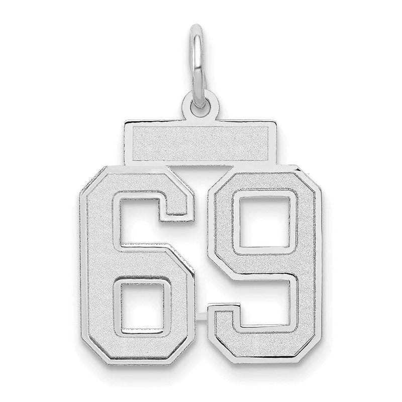 14k White Goldw Small Satin Number 69 Charm