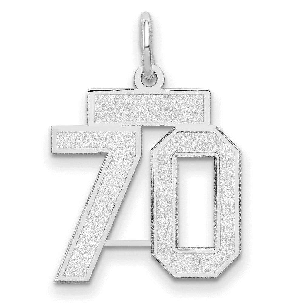 14k White Goldw Small Satin Number 70 Charm