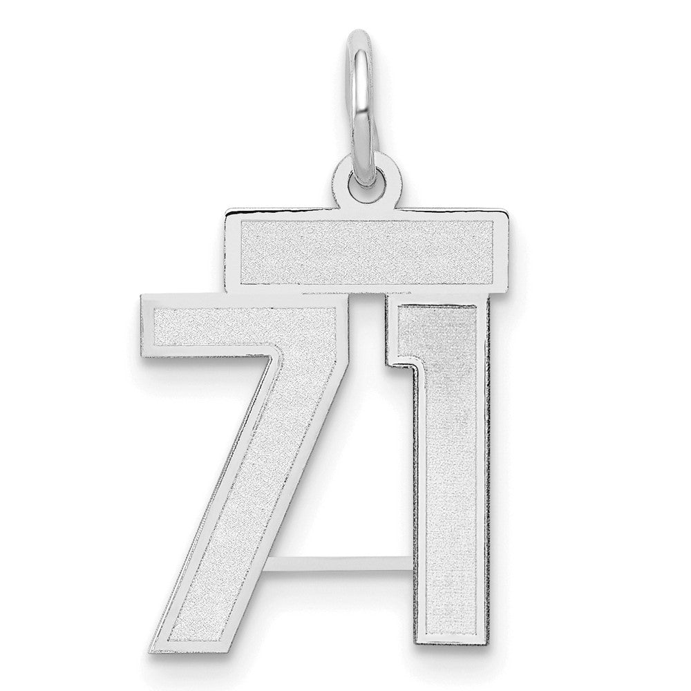14k White Goldw Small Satin Number 71 Charm