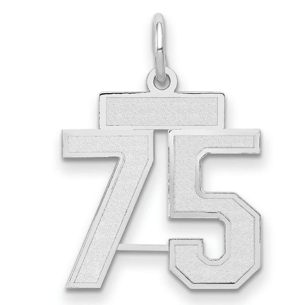 14k White Goldw Small Satin Number 75 Charm