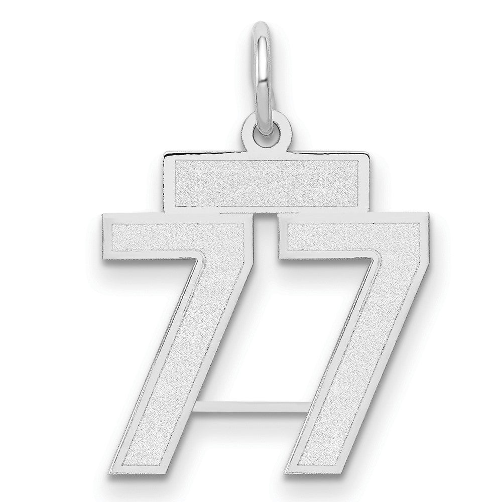 14k White Goldw Small Satin Number 77 Charm