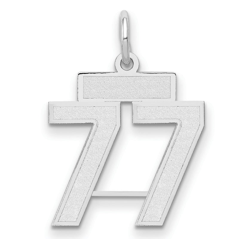 14k White Goldw Small Satin Number 77 Charm