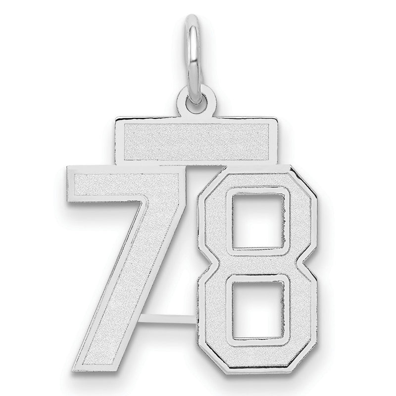 14k White Goldw Small Satin Number 78 Charm
