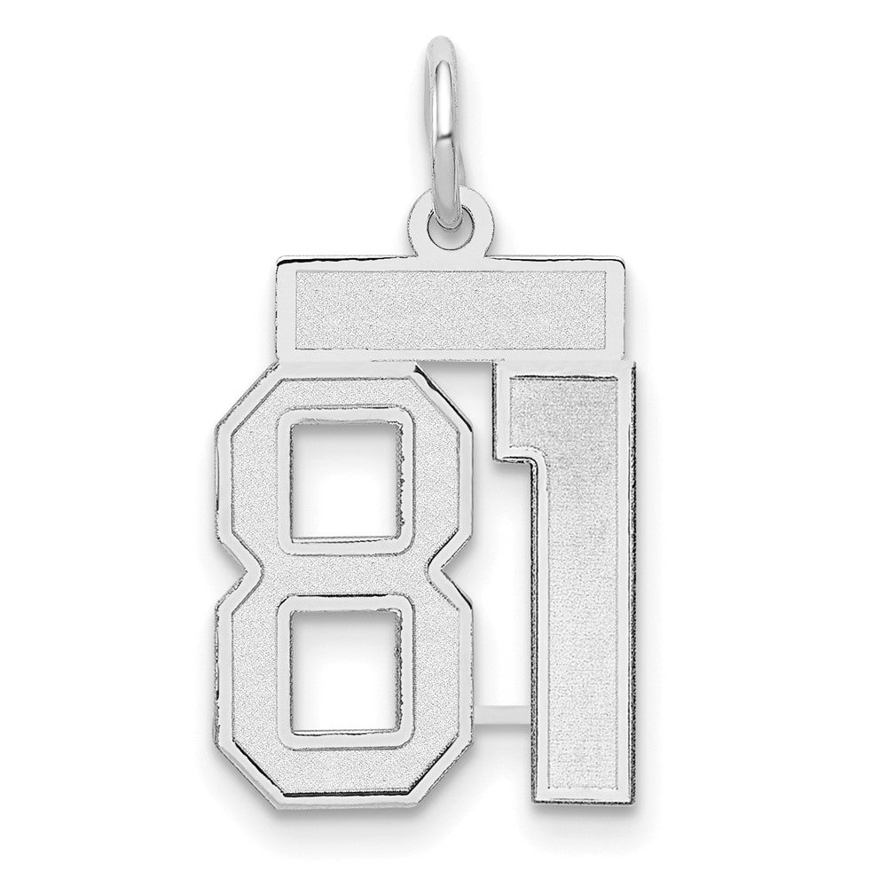 14k White Goldw Small Satin Number 81 Charm