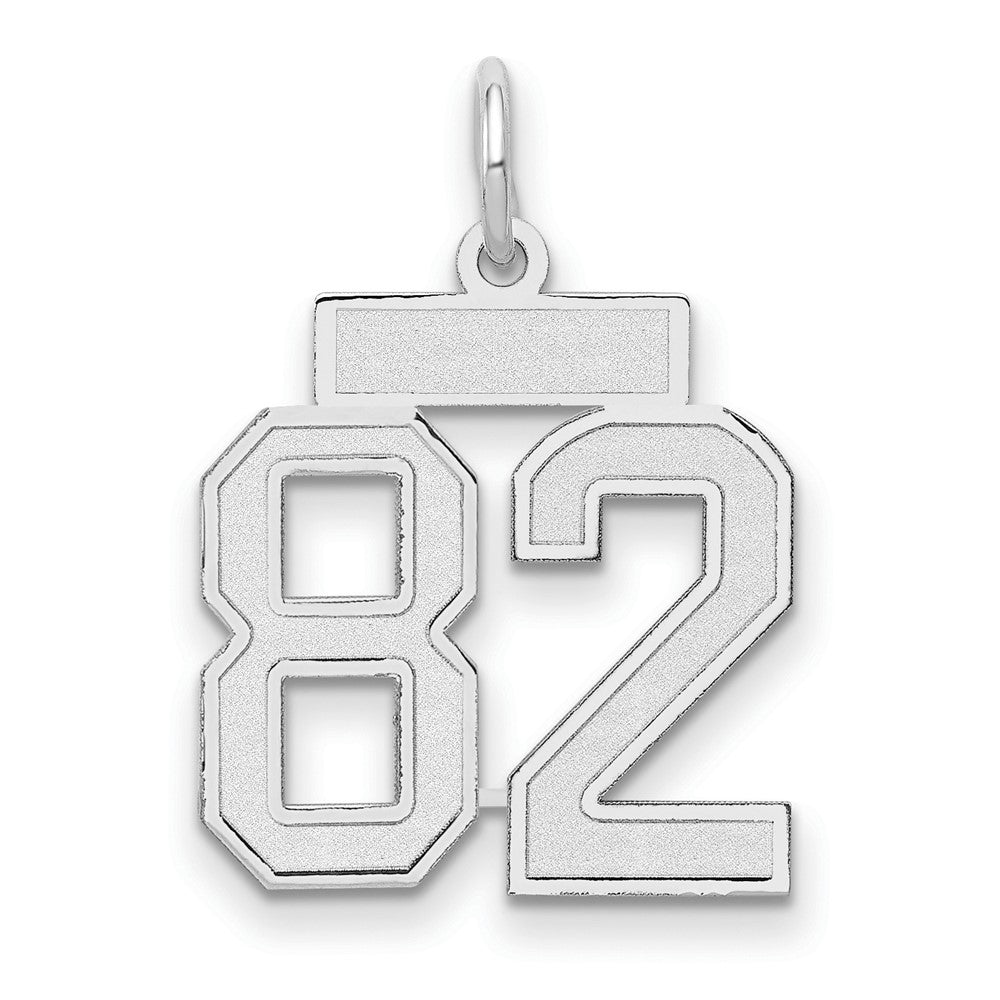 14k White Goldw Small Satin Number 82 Charm