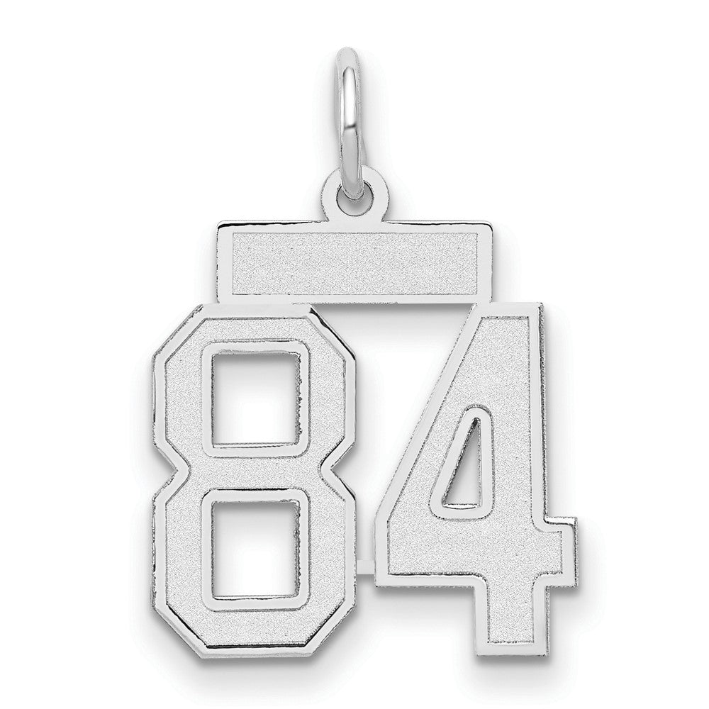 14k White Goldw Small Satin Number 84 Charm