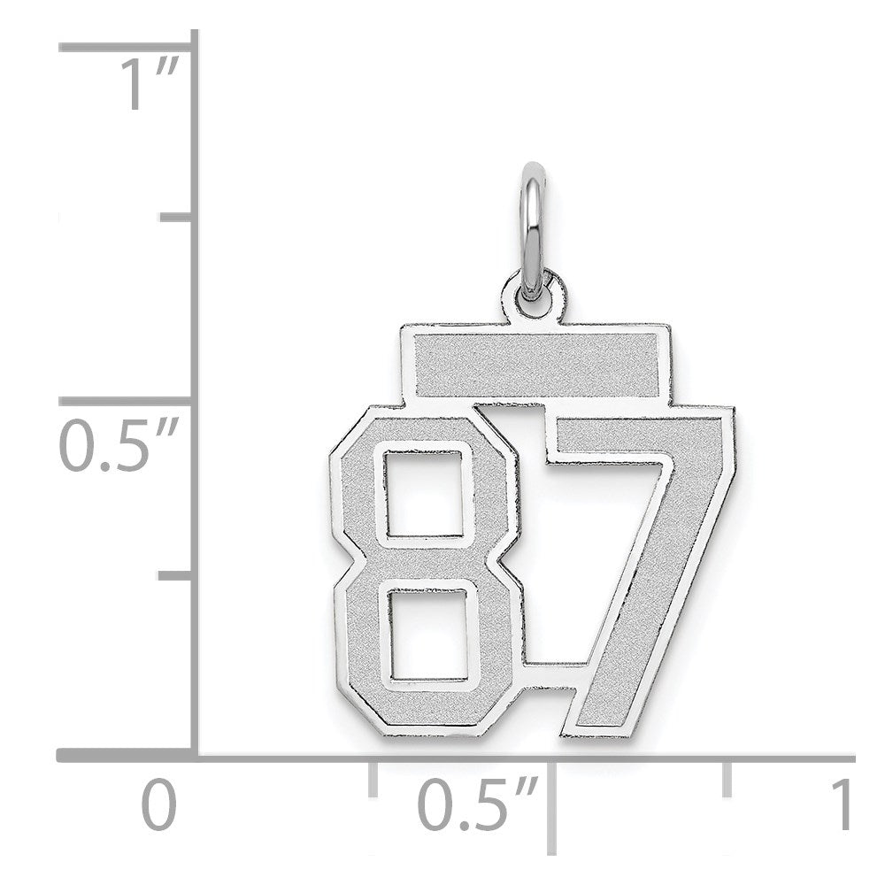 14k White Goldw Small Satin Number 87 Charm