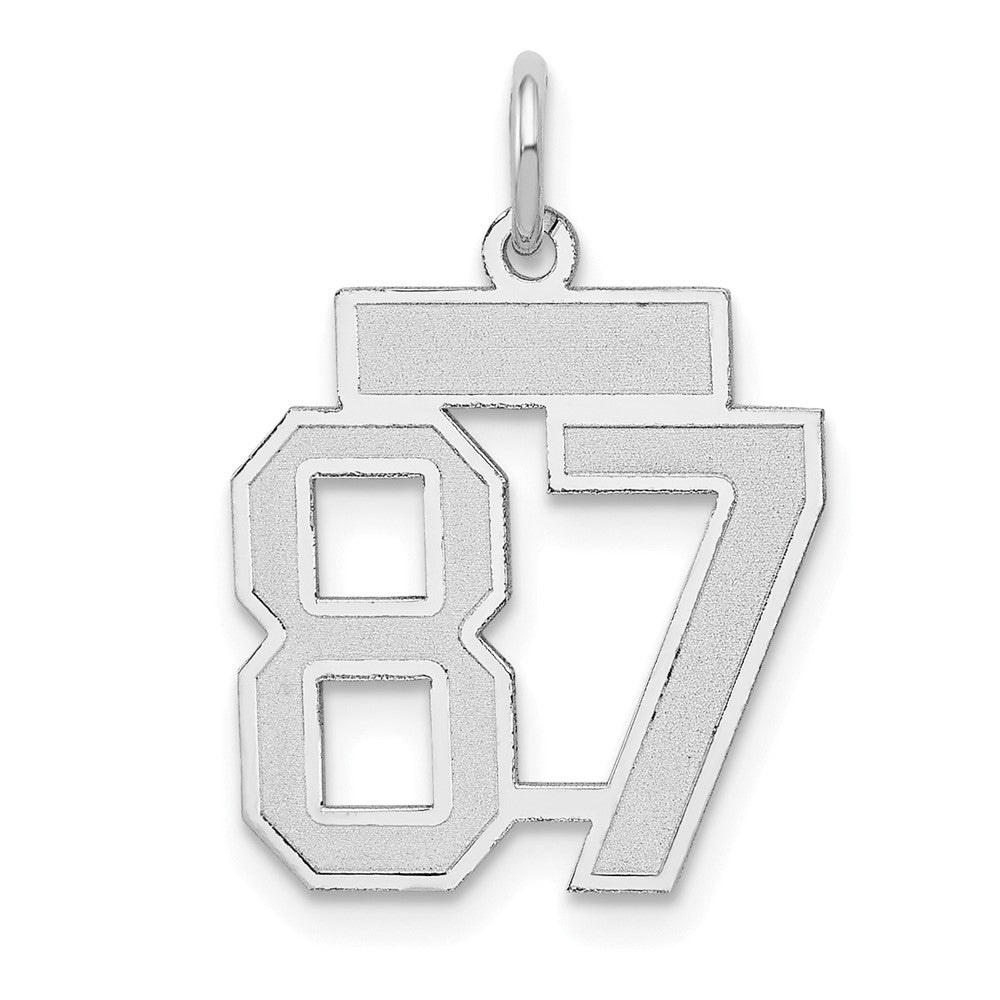 14k White Goldw Small Satin Number 87 Charm