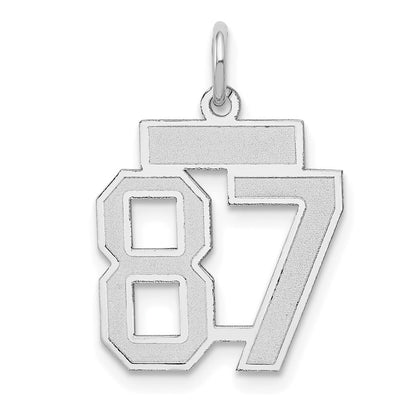 14k White Goldw Small Satin Number 87 Charm