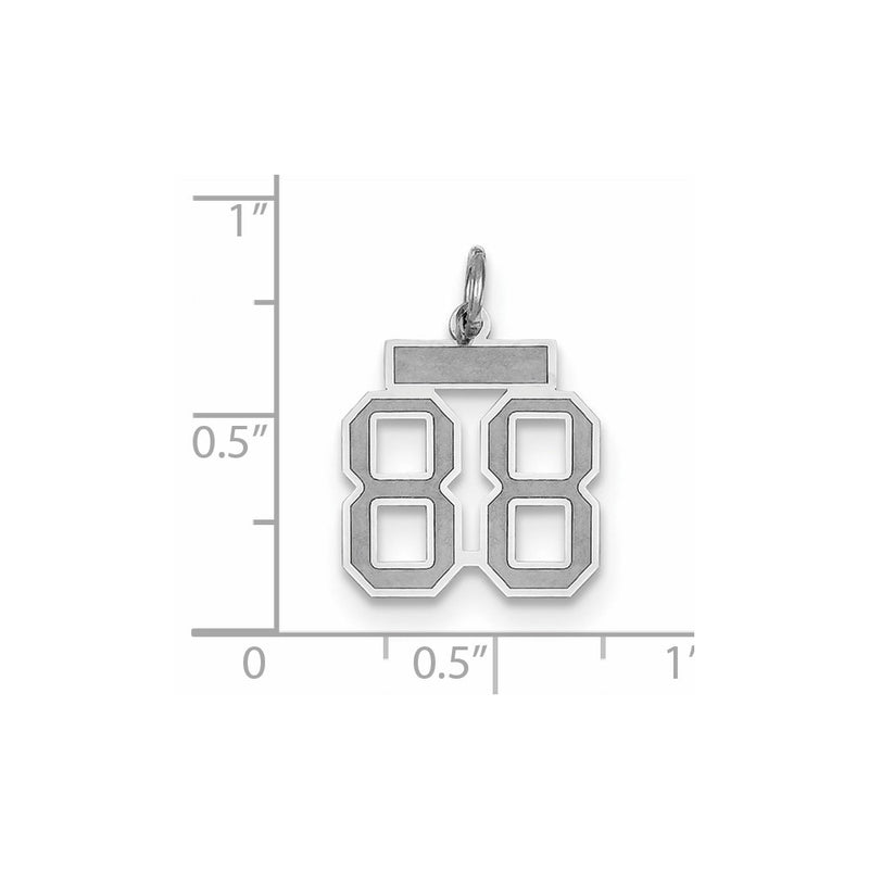 14k White Goldw Small Satin Number 88 Charm