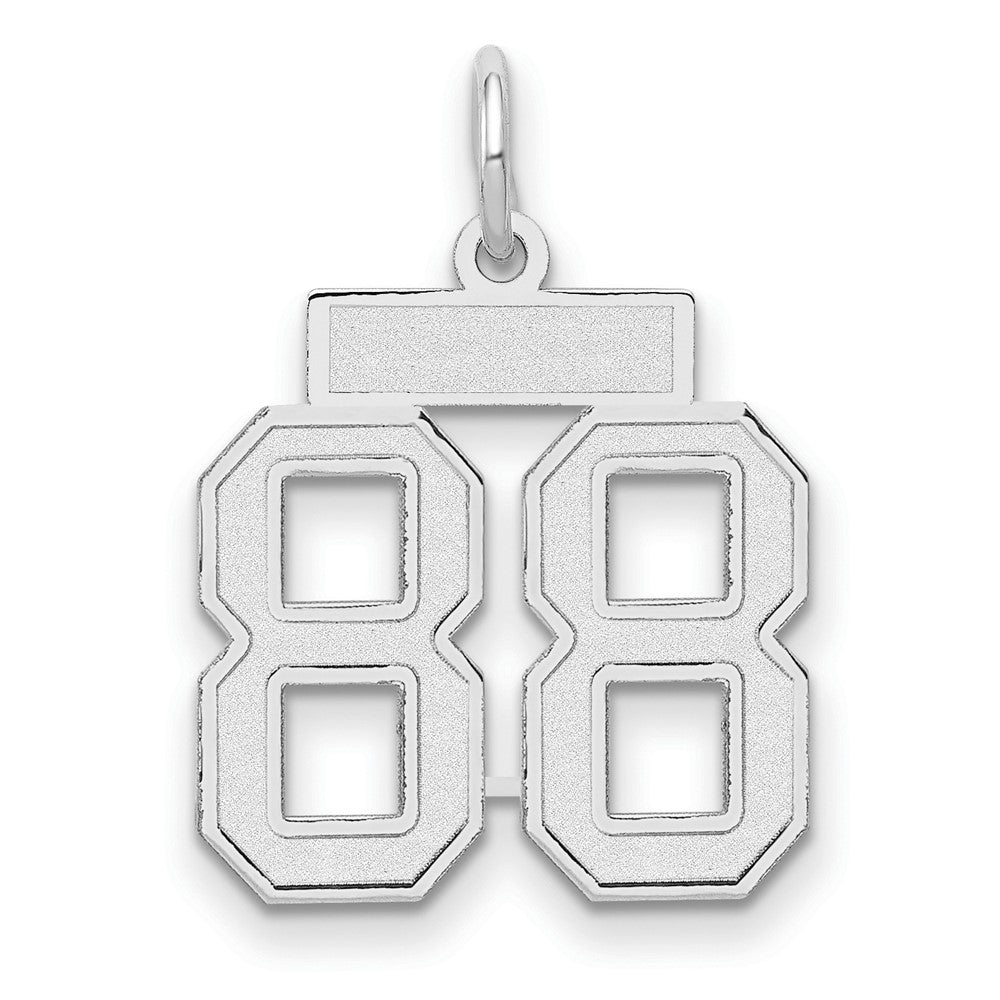14k White Goldw Small Satin Number 88 Charm