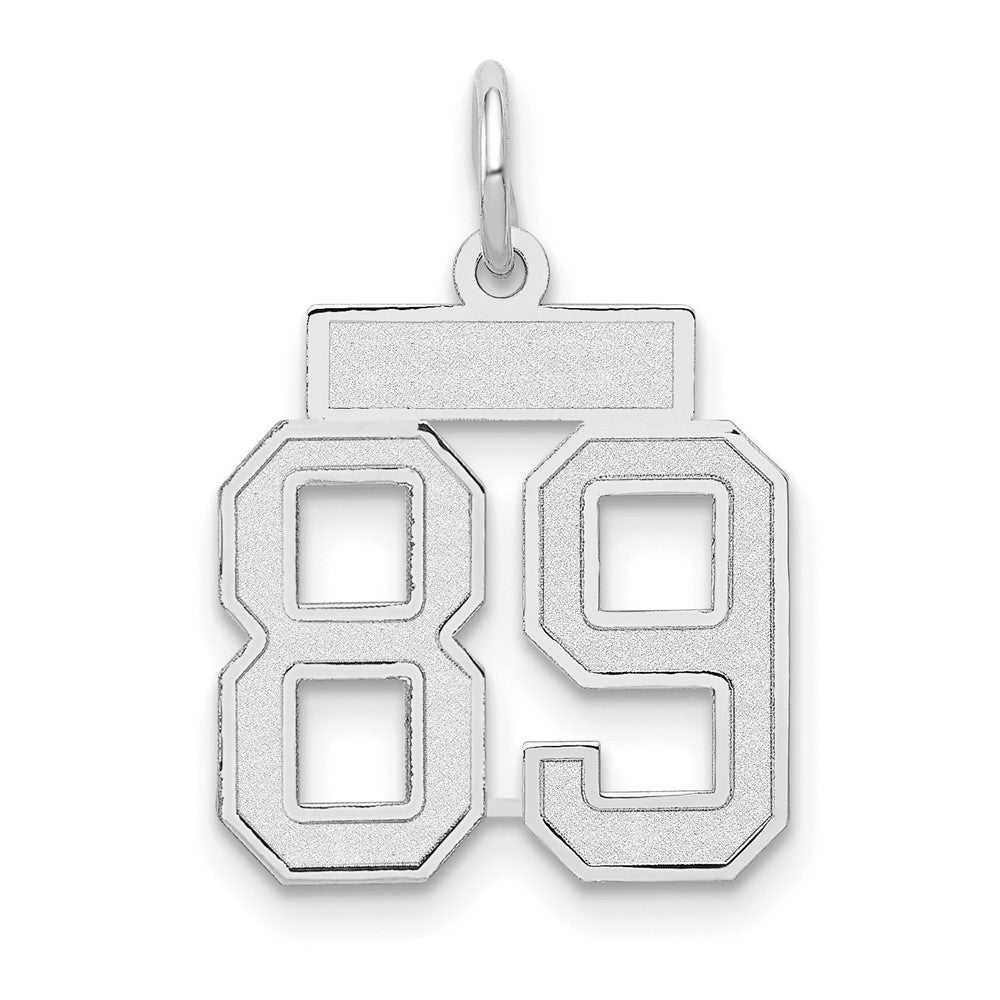 14k White Goldw Small Satin Number 89 Charm
