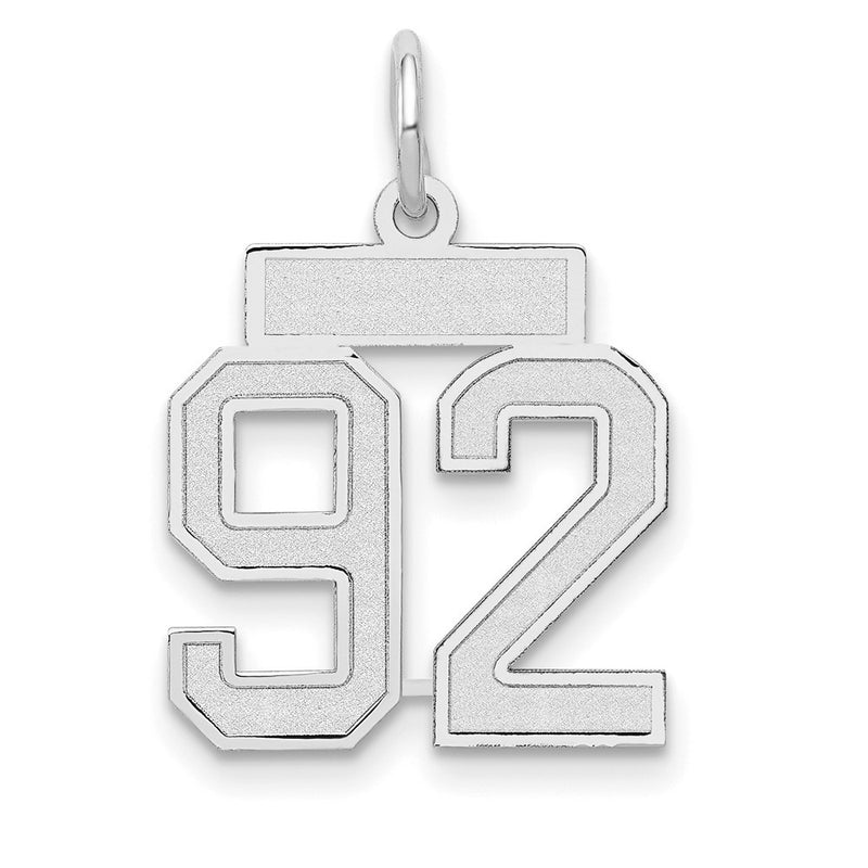 14k White Goldw Small Satin Number 92 Charm