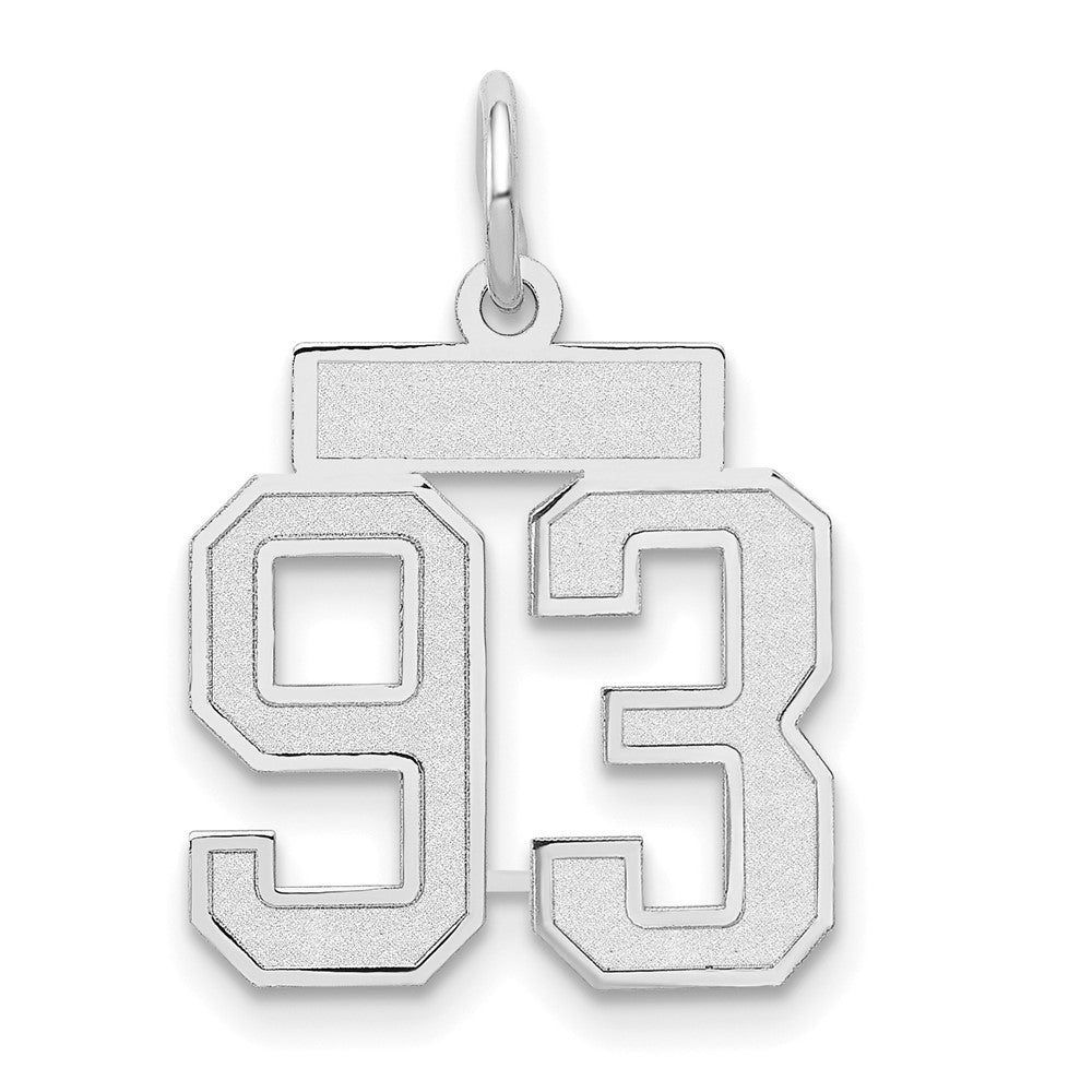 14k White Goldw Small Satin Number 93 Charm