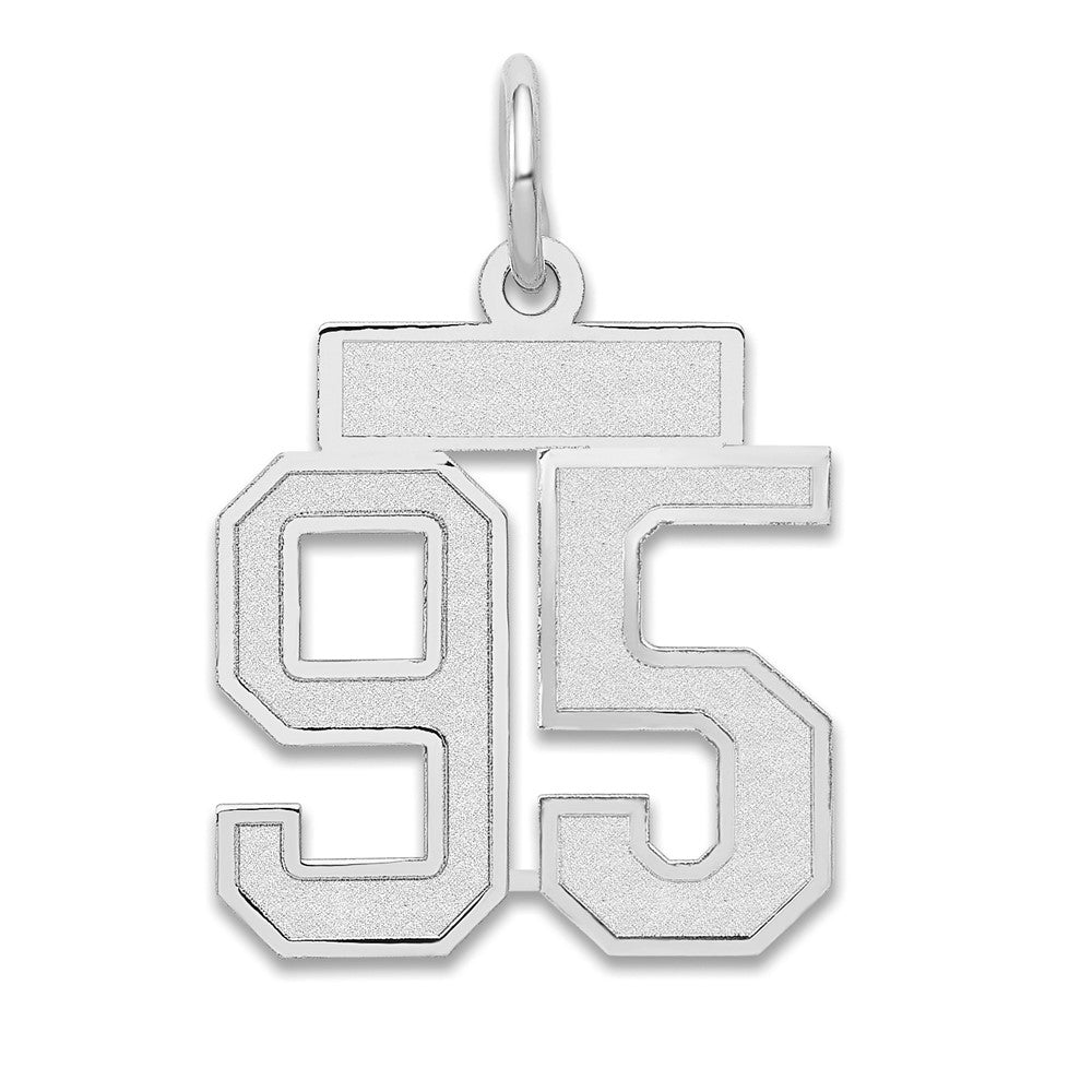 14k White Goldw Small Satin Number 95 Charm