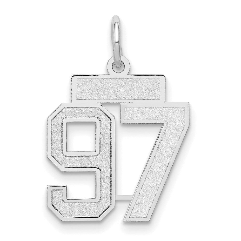 14k White Goldw Small Satin Number 97 Charm