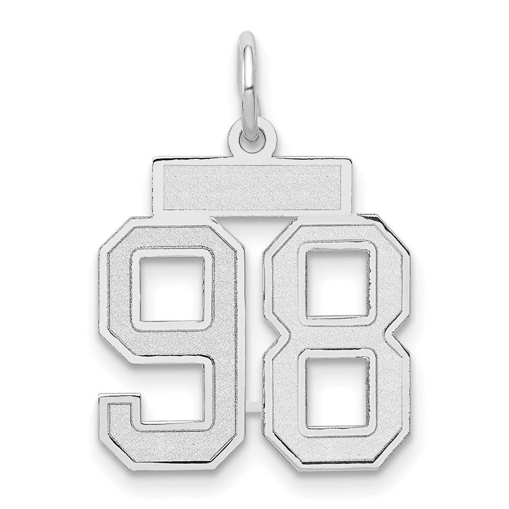 14k White Goldw Small Satin Number 98 Charm