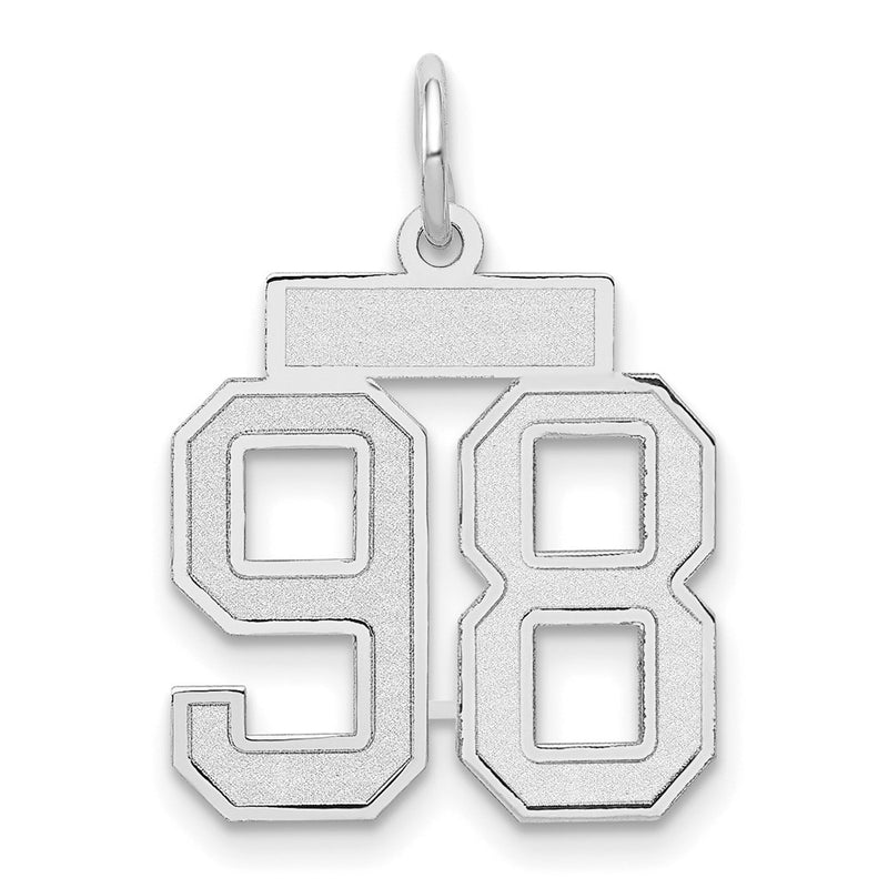 14k White Goldw Small Satin Number 98 Charm