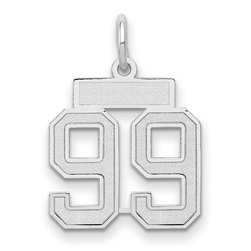 14k White Goldw Small Satin Number 99 Charm