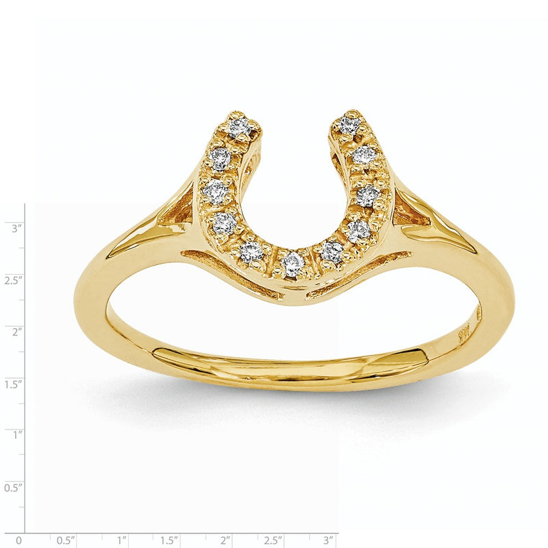 14k Yellow Gold AAA Diamond horseshoe ring